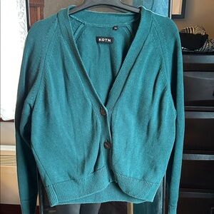 KOTN Teal V-Neck Button Cardigan